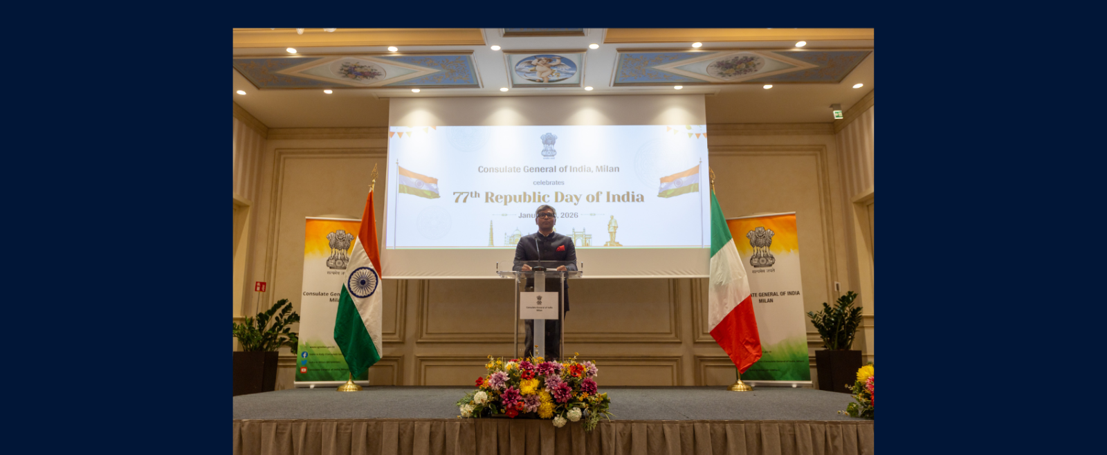 Celebration of 77th Republic Day in Milan on 26 January 2026