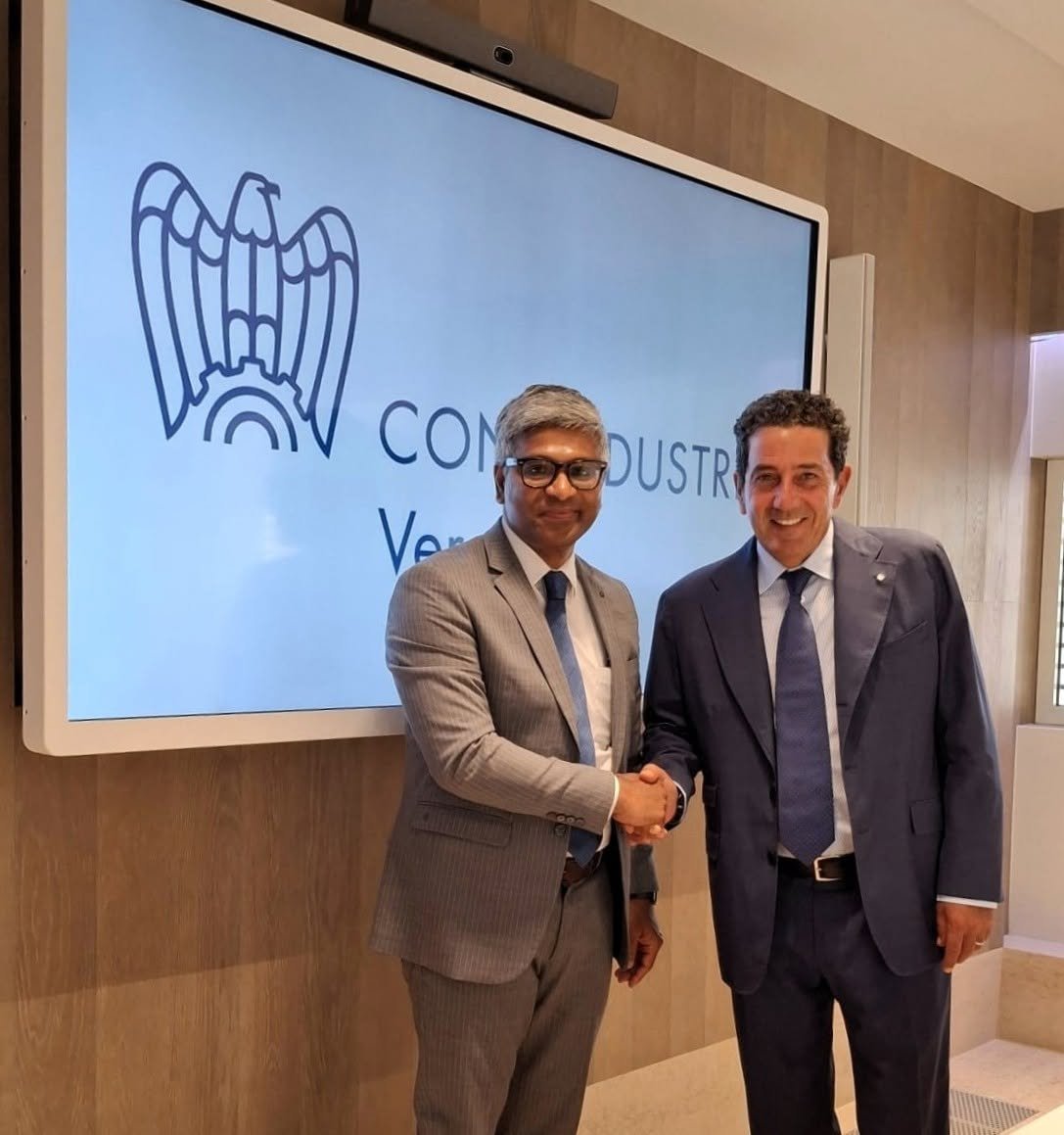 On 27 July 2026, Consul General Mr. Lavanya Kumar held productive discussions with the President of Confindustria Verona, Mr. Giuseppe Riello, at the latter's office in Verona.