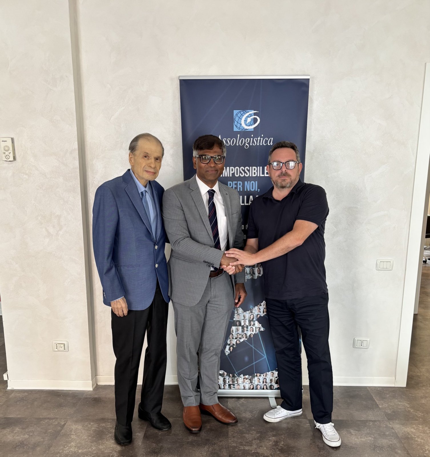 On 28 July 2025,  Consul General Mr Lavanya Kumar met with Assologistica President Mr. Umberto Ruggerone and Secretary General Mr. Jean-François Daher at their office in Milan. They had a productive meeting to discuss potential collaboration between the business chambers of India and Italy in the logistics sector and B2B relations.