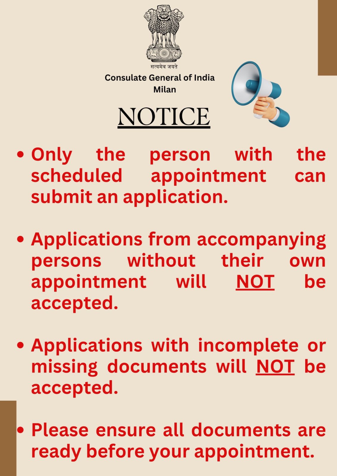 NOTICE ON CONSULAR SERVICES