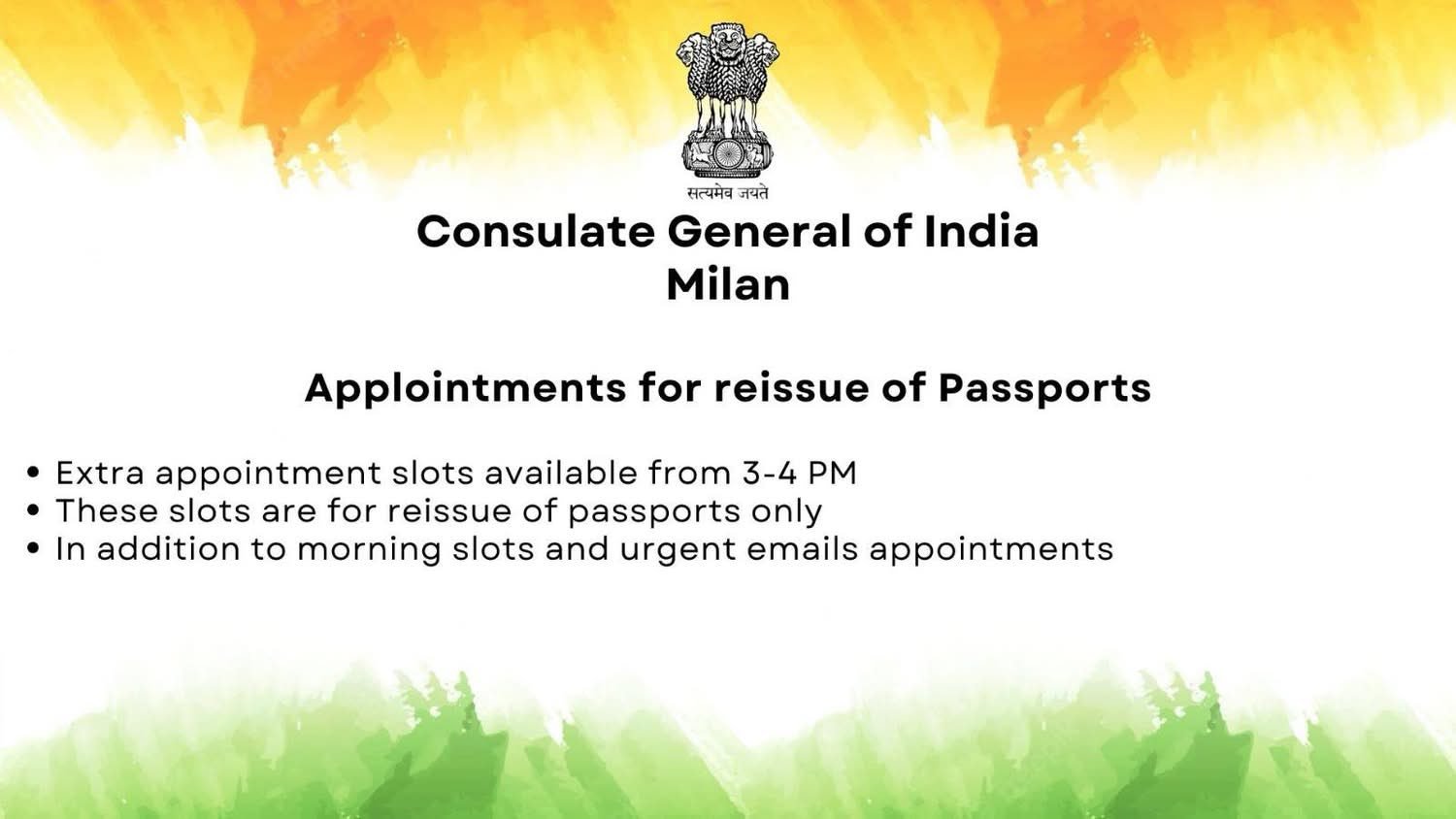 Opening of extra appointment slots for passport reissue