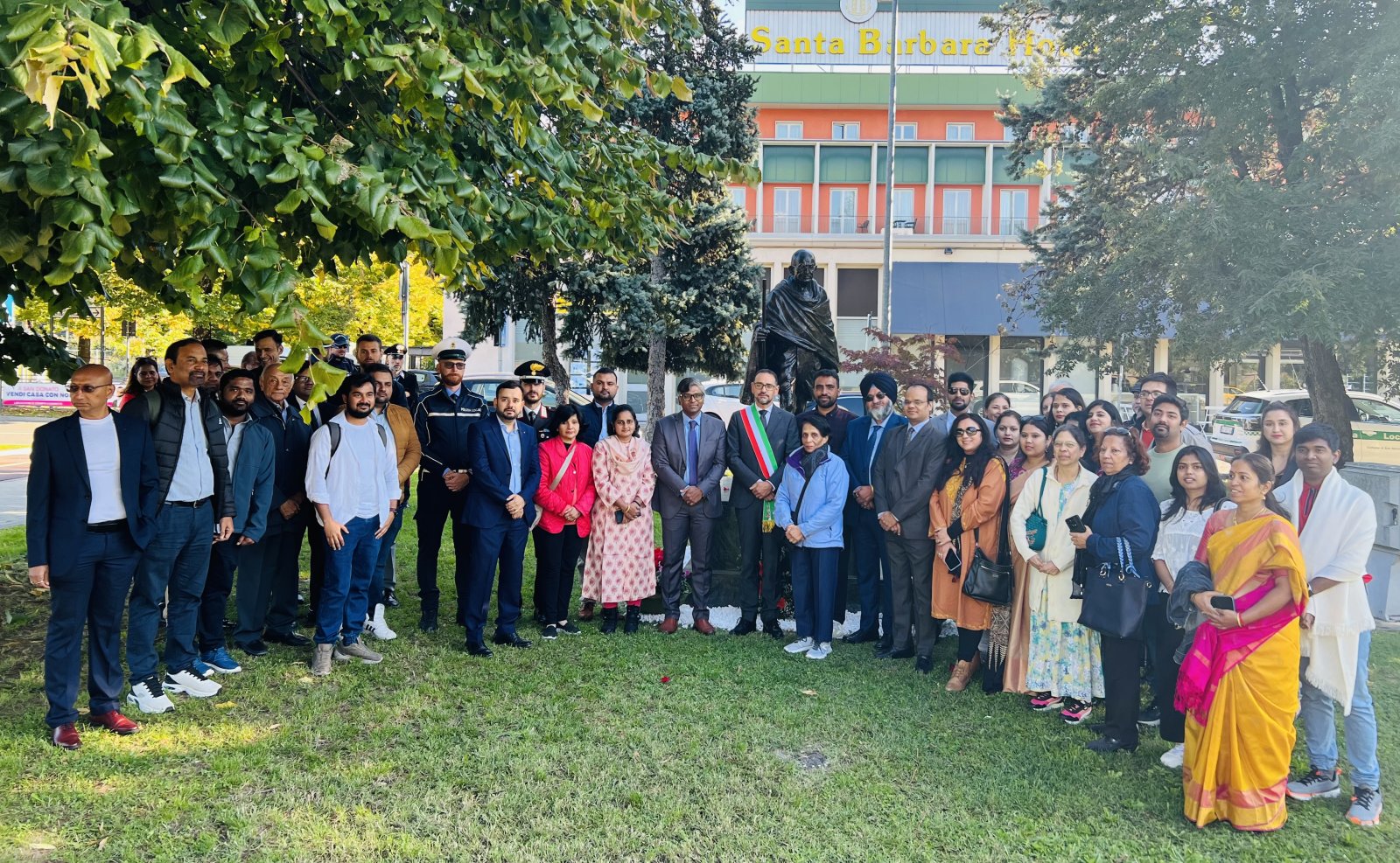 Celebration of Mahatma Gandhi Jayanti in San Donato, Milan on 2 October 2025.