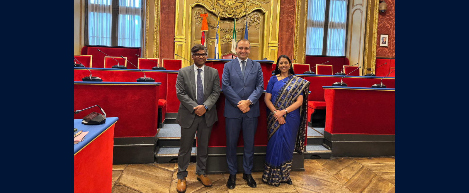 Ambassador of India H.E Ms Vani Rao & the Consul General Mr Lavanya Kumar met the Mayor of Turin Mr Stefano Lo Russo at his office on 22 September 2025