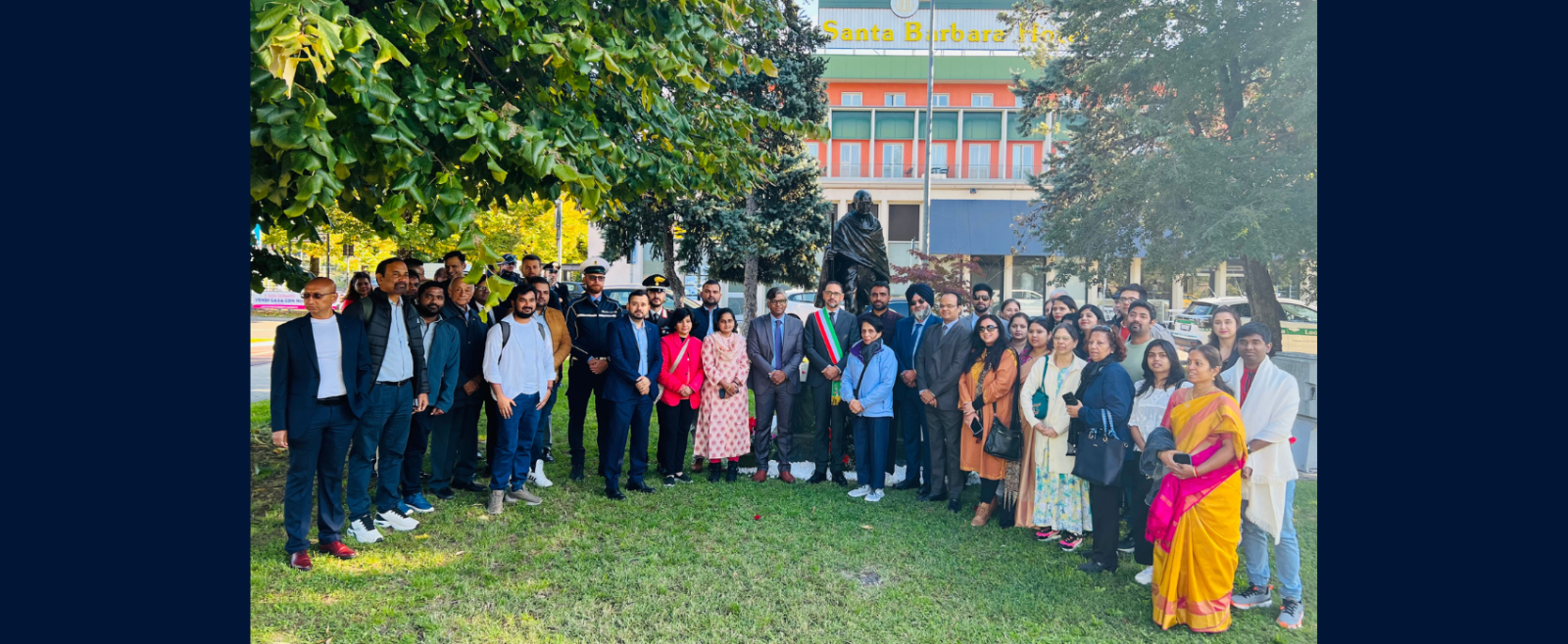 Celebration of Mahatma Gandhi Jayanti in San Donato, Milan on 2 October 2025.