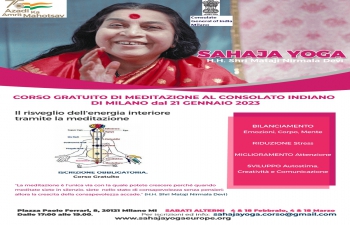 Continuation of Free Sahaja Yoga Courses (in English and Italian) will be at CGI Milan starting from 21st January 2023. Dates and timings in the flyer attached.