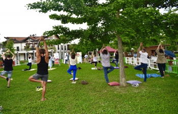 Consulate General of India, Milan in association with the Municipality of Abano Terme, Sahaja Yoga and Italian Hindu Union organised a Curtain Raiser event at Parco Termale Urbano, Abano Terme in the run up to the International Day of Yoga 2023