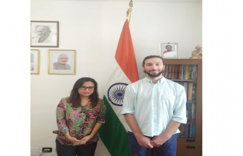 CG was delighted to meet Andrea Rosso, Representative of the #Y20ItalianDelegation for the youth #G20summit to be held in Varanasi next month. Our best wishes to the Y20 Italian delegation for a productive and memorable experience in India