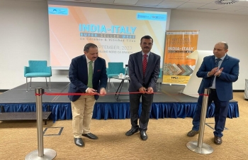 Mr Raj Kamal, Consul/HOC inaugurated the India-Italy Buyers Sellers Meet on Ceramics and Vitrified Tiles organized by @TPCI_ with 20 Indian companies at Hotel Novotel Milano Nord Ca Granda, on the sidelines of CERSAIE Exhibition in Bologna